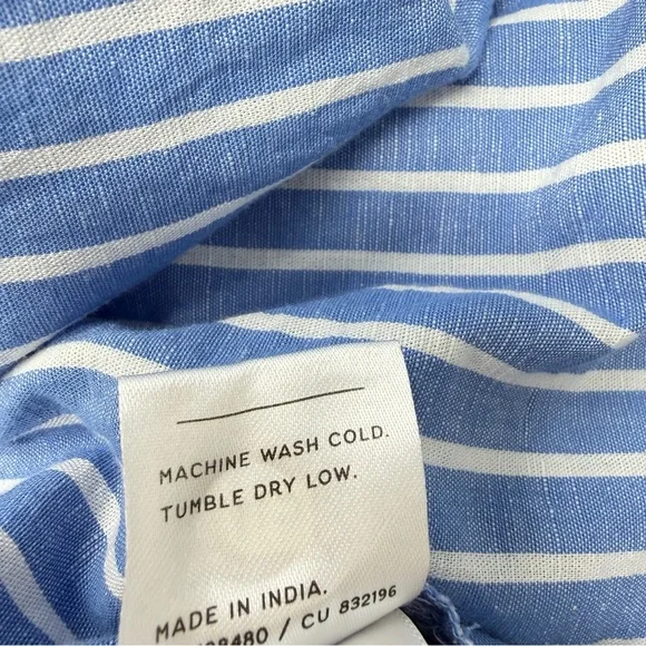 Pact Canopy Notch Neck Dress Bondi Stripe Linen Organic Cotton Blue Size XL - Picture 10 of 12